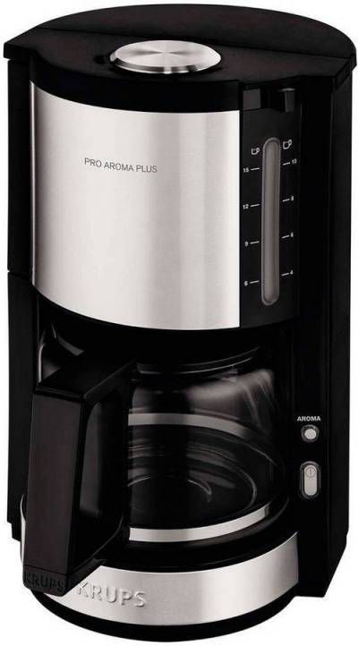 Krups Filterkoffieapparaat ProAroma Plus KM321, 1, 25 l, 1, 25l koffiepot, papieren filter 1x4, met aromaschakelaar, 1100 w, zwart met applicaties van edelstaal online kopen
